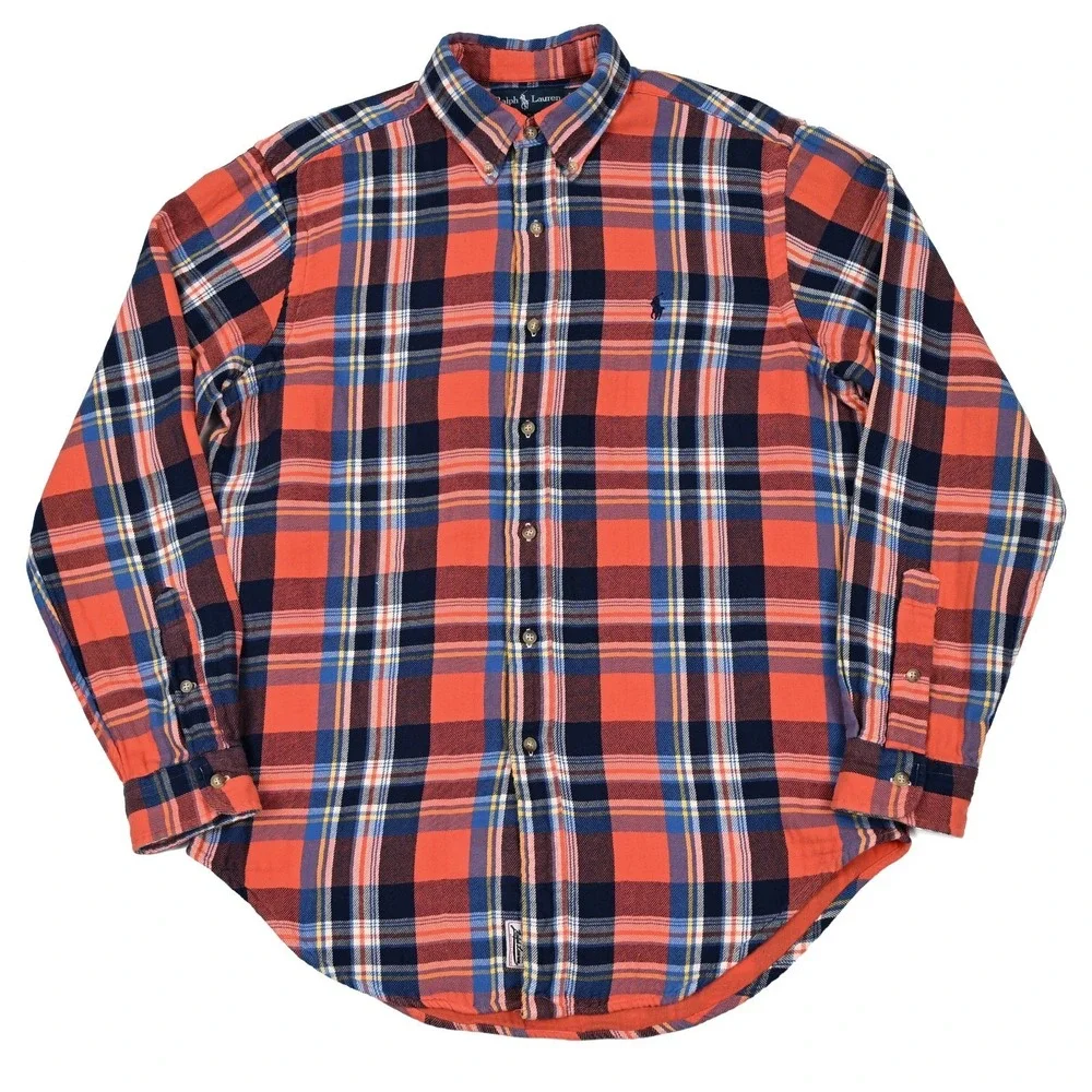 Polo Ralph Lauren Lined Flannel Shirt Mens Medium Plaid L/S Button Down Preppy